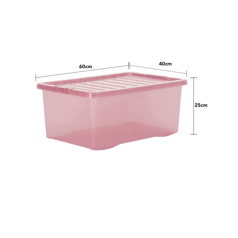 image 1 of Wham Crystal 5 x 45L Stackable Plastic Storage Boxes with Lids Pink