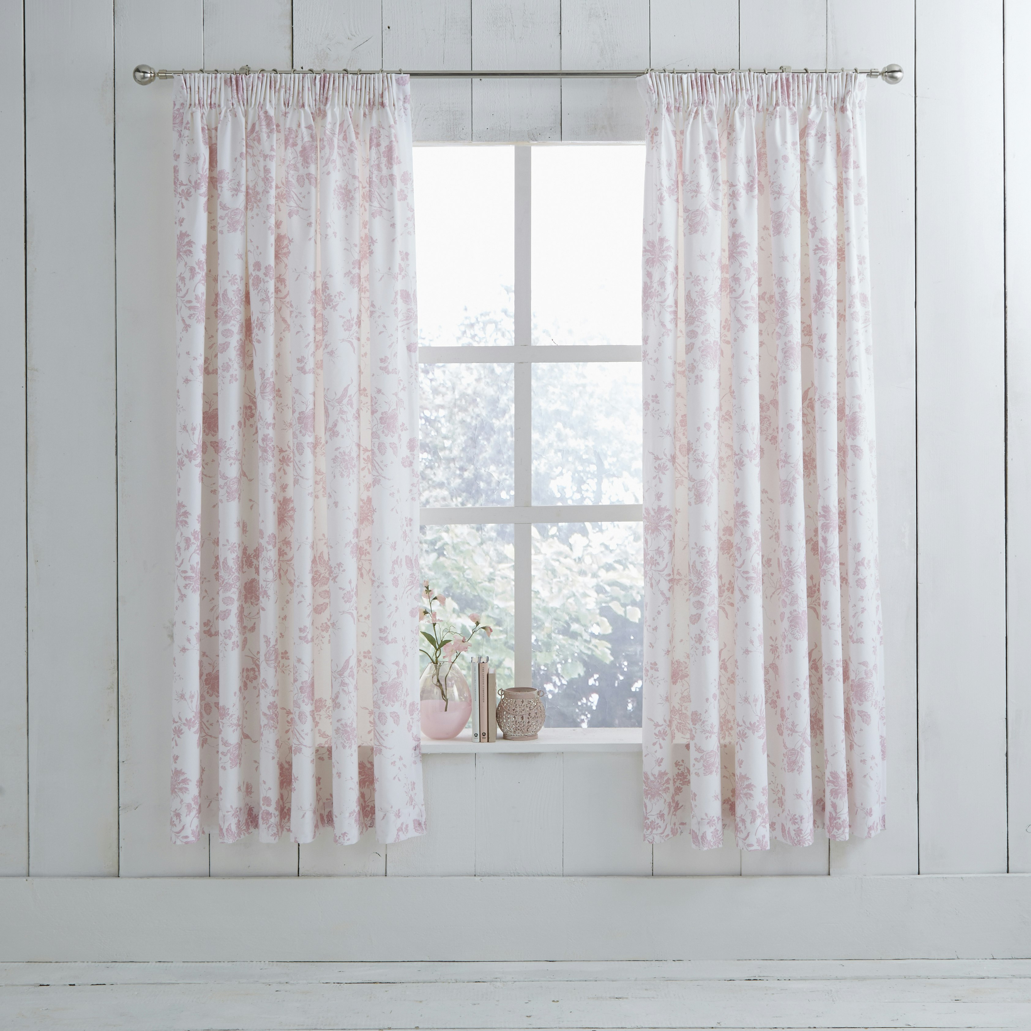 Charlotte Thomas Amelie Pink Pencil Pleat Curtains 168 x 183cm