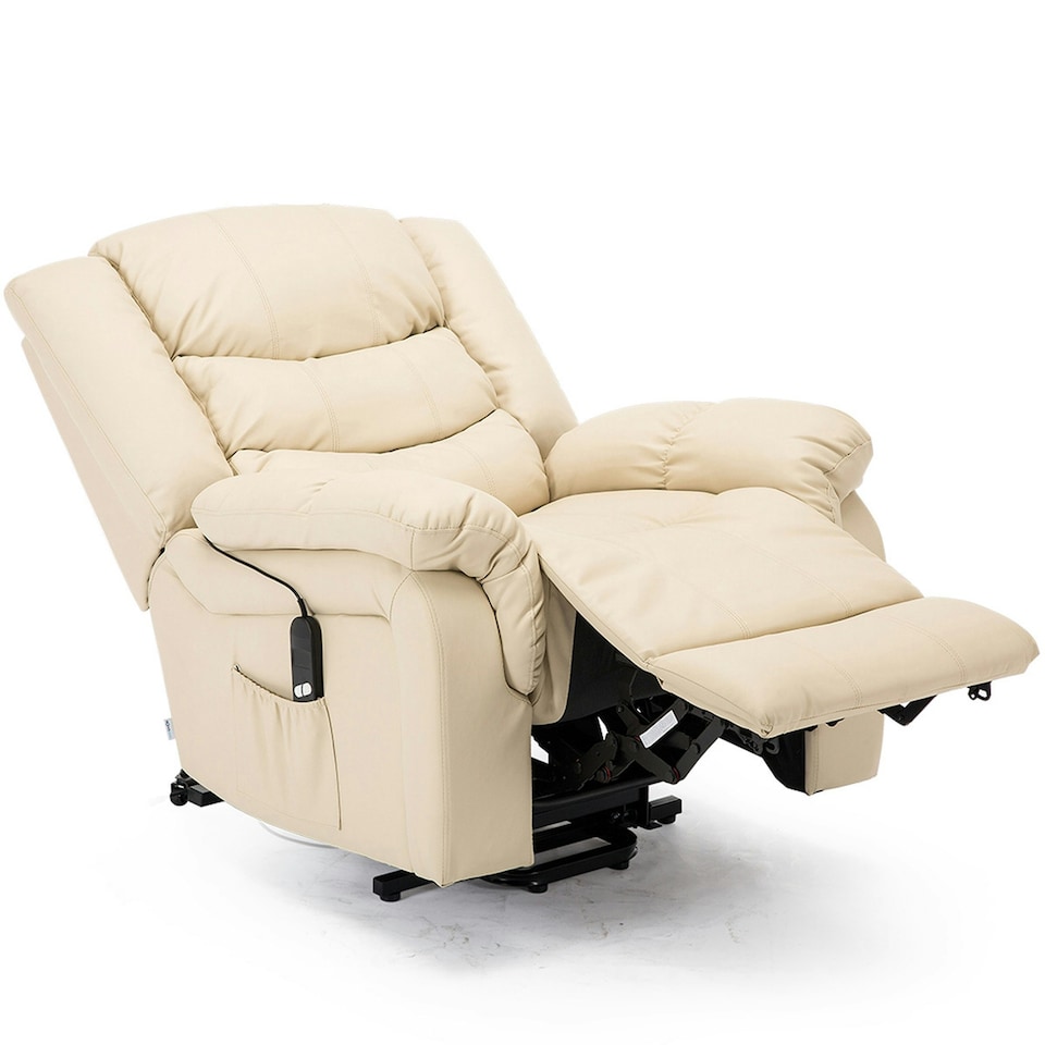 image 1 of Seattle Electric Single Motor Rise Recliner Bonded Leather Chair (Cream)