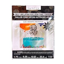 Number 8 Self-Inflating Balloon Cake Topper - Silver - One Size