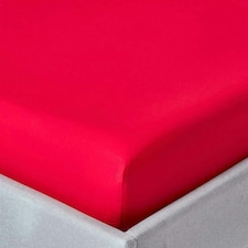 Homescapes Red Egyptian Cotton Fitted Sheet 200 TC, Single | Red | Single