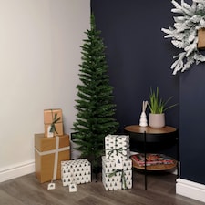 5ft (1.5m) Pencil Style Slim Artificial Christmas Tree in Plain Green