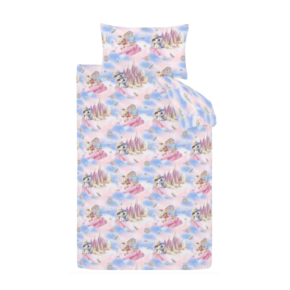 image 1 of Catherine Lansfield Candy Unicorn So Soft Reversible Duvet Cover Set Pink | Pink | Single
