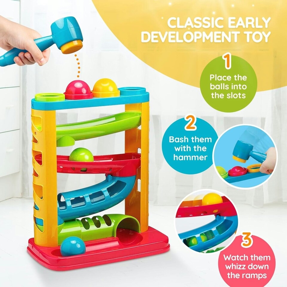 image 1 of Tippi Pound a Ball Racer Set - Soft Play Hammer Toy