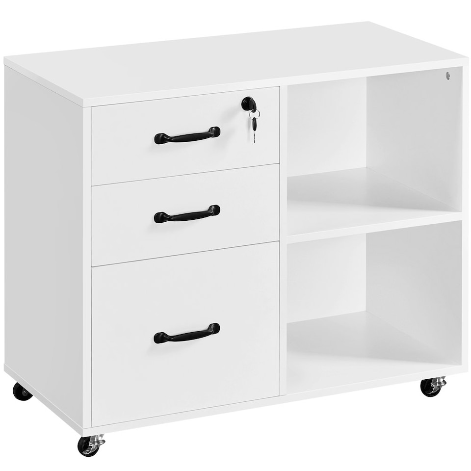 image 1 of Yaheetech 3-Drawer and 2- Open Shelf Vintage File Cabinet