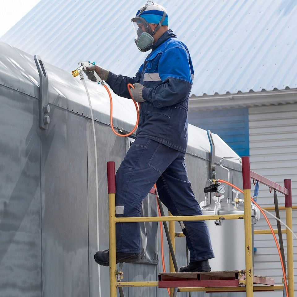 image 1 of COSTWAY 15L Paint Tank Pressure Paint Pot Adjusting Spray Gun