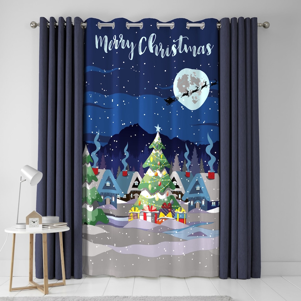 image 1 of Bedlam Glow In The Dark Eyelet Single Panel Door Curtain Multi