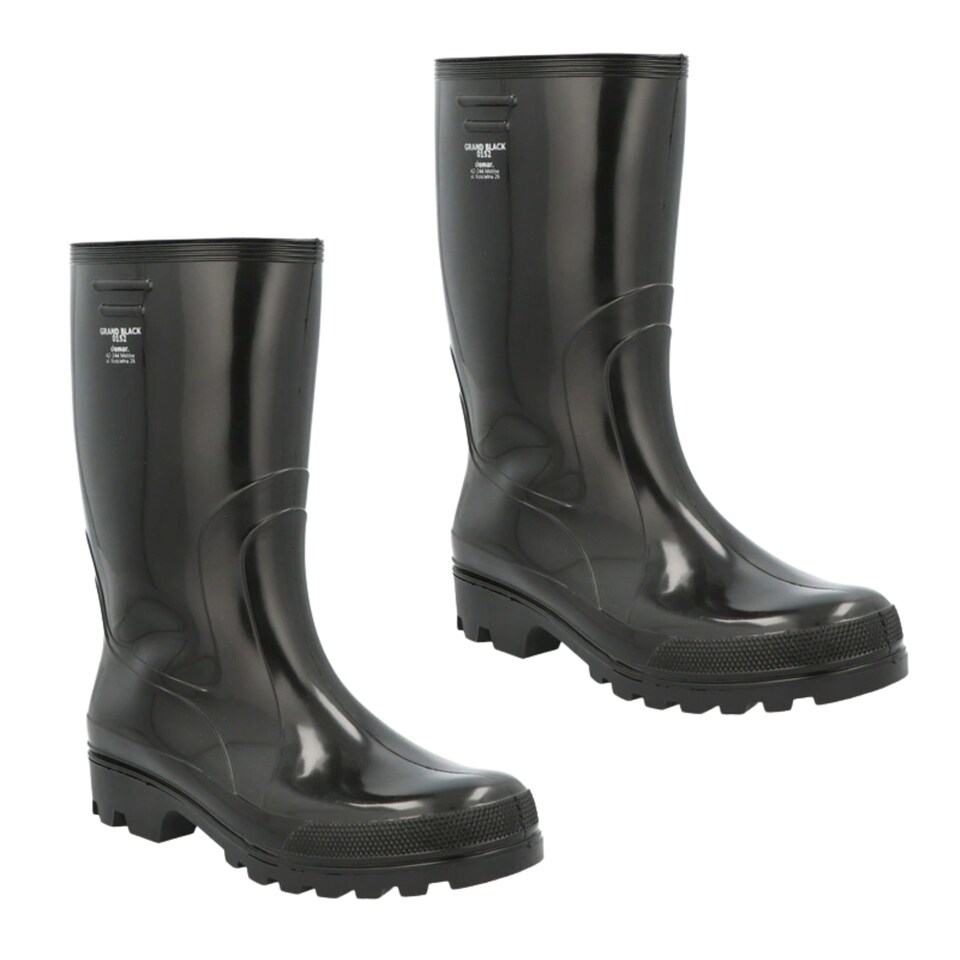 image 1 of Grand Men's Black Waterproof PVC Wellies with Heel Energy Absorption EU45