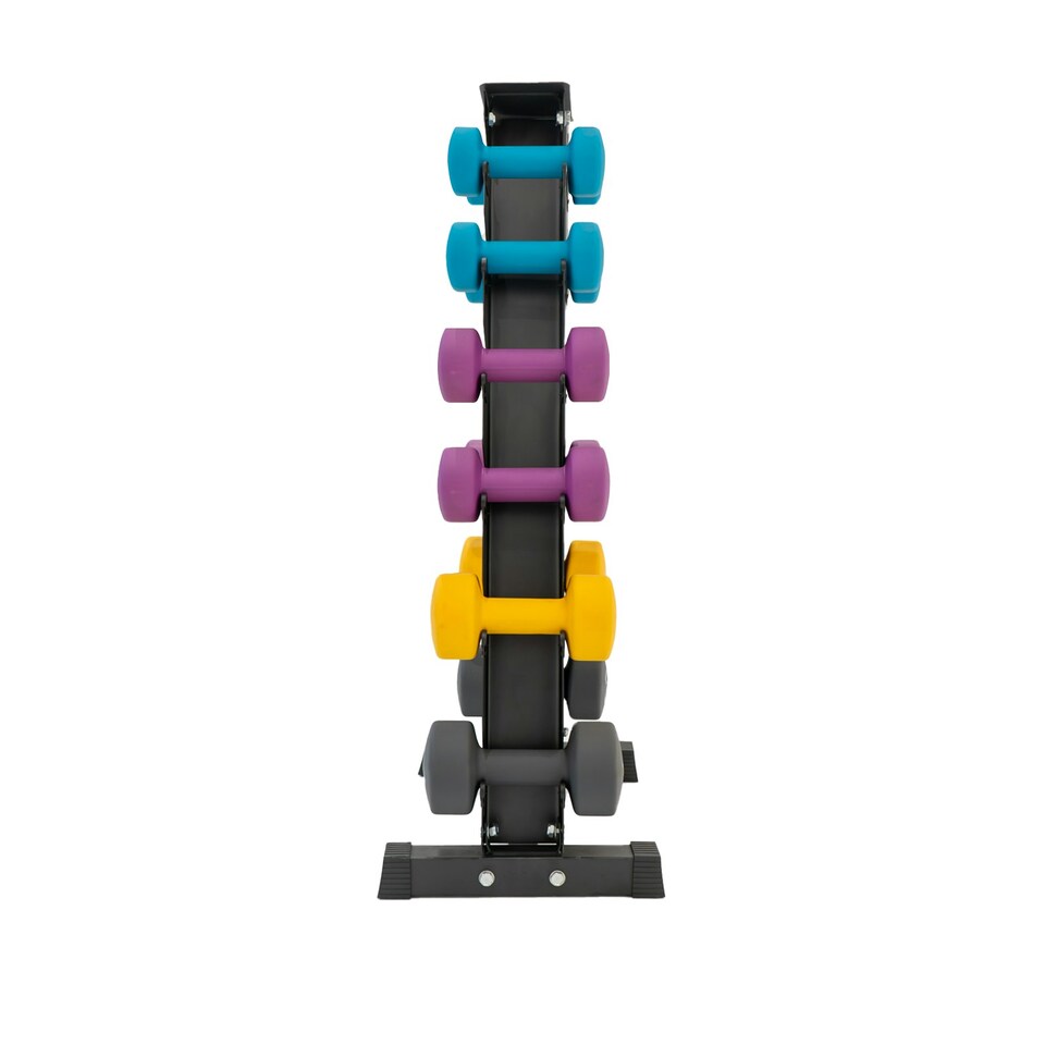 image 1 of Neoprene Dumbbells Set with Rack