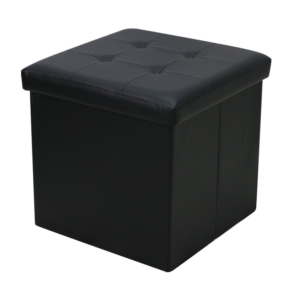 image 1 of Faux Leather Foldaway Storage Ottoman Brown