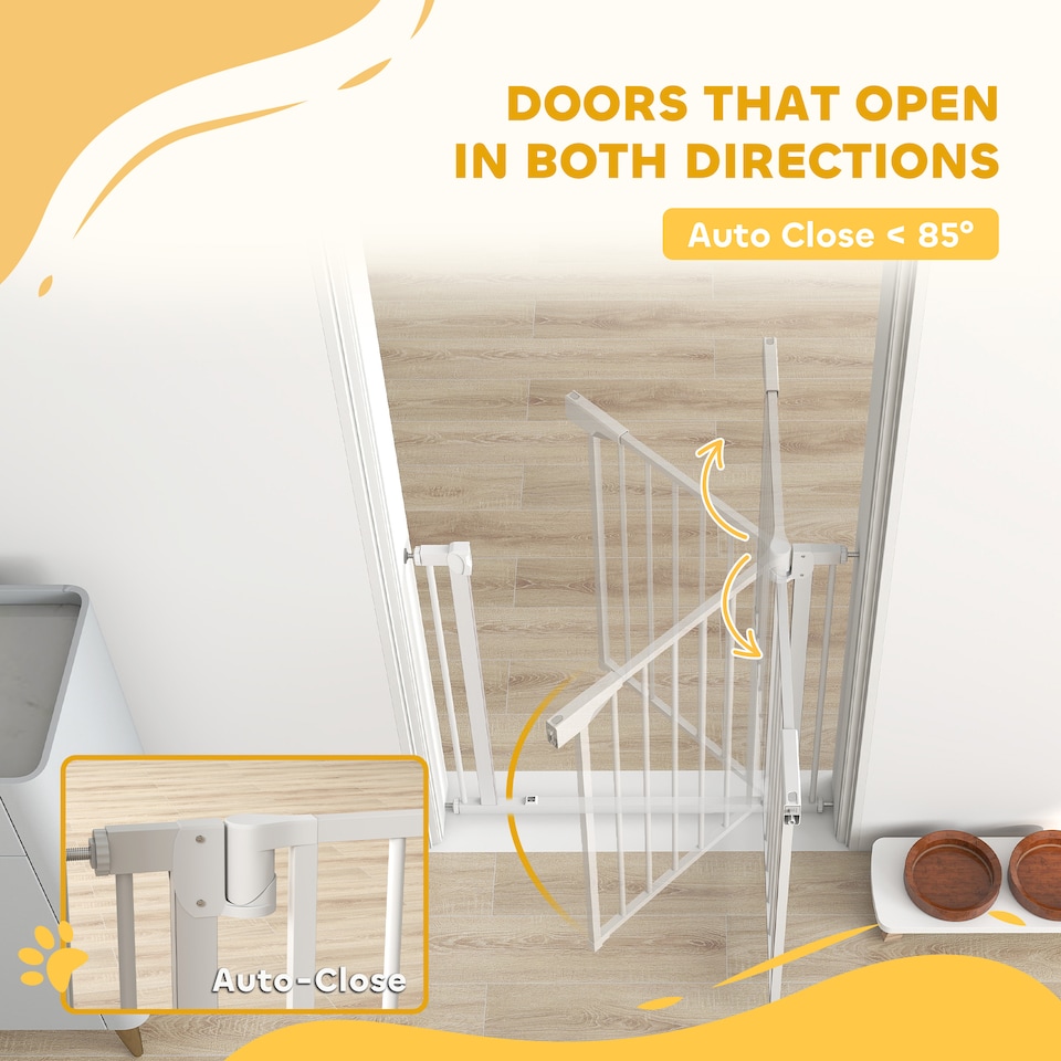 image 1 of PawHut Pet Safety Gate, 76-81cm Wide Baby Stair Gate with Auto-Close