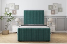 Sloomy Madison Emerald Plush Bed Frame With 50" Upholstered Headboard 4' Small Double
