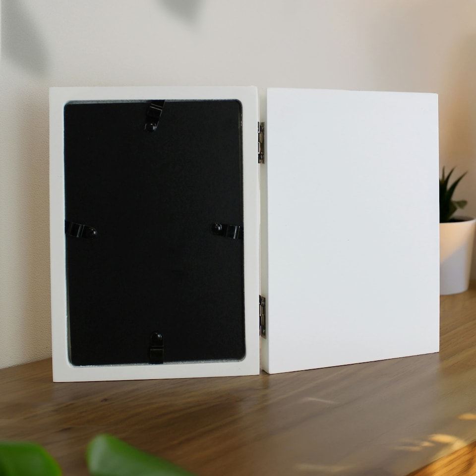 image 1 of Personalised Leopard Print Wooden Hinged 6x4 Photo Frame | White | One Size