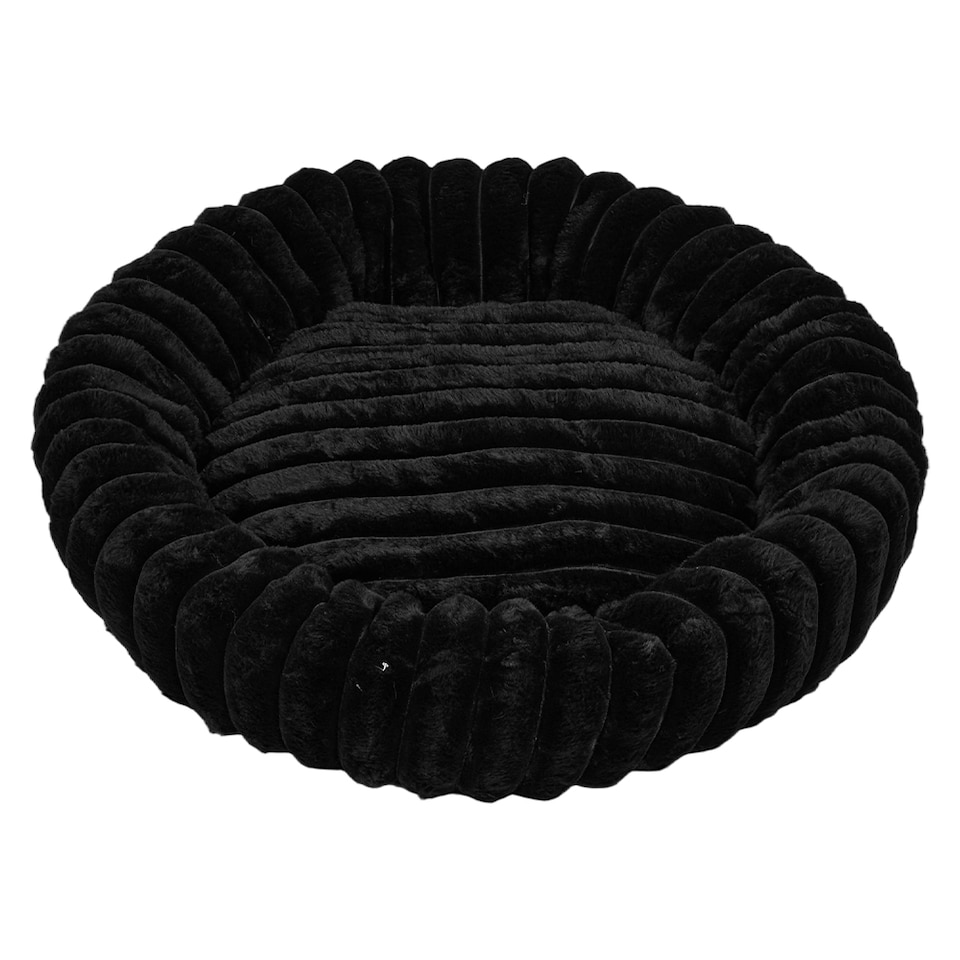 image 1 of Living and Home 6 Colour Soft Donut Pet Bed for Cats & Dogs,Warm & Cosy Retreat | Black | Black | L
