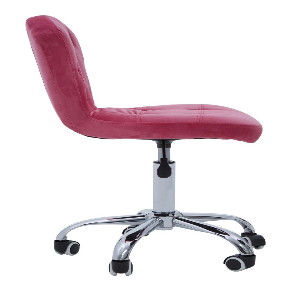 image 1 of Interiors By Premier Comfortable Pink Velvet Buttoned Home Office Chair, Ergonomic Work From Home Chair, Movable Ergonomic Chair