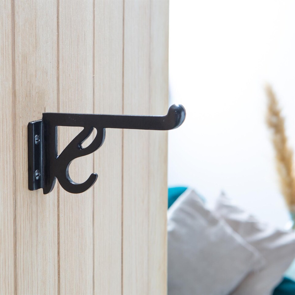 image 1 of Hammer & Tongs Ornate Flat Top Hat & Coat Hook - W35mm x H70mm - Black