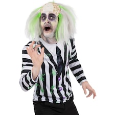 Beetlejuice Unisex Adult Costume Top | Black | Black/White | L | 1