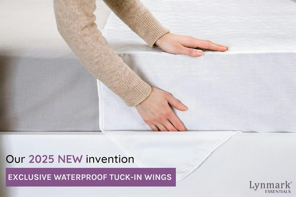 image 1 of Lynmark Waterproof Bed Protector with Tuck-In Flaps, Absorbs Up to 3000ml, 180x85cm (Tucks 85x45cm) | White | 1 pack | 1