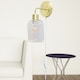image 4 of Toby - Satin Brass Plug in Wall Light with Lozenge Ribbed Glass Shade