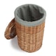 image 1 of Small Light Steamed Round Linen Basket with Grey Sage Lining | Grey | Grey