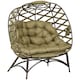 image 2 of Outsunny Egg Chair Outdoor, 2 Seater Folding Weave Garden Furniture Chair with Cushion, Cup Pockets for Patio Balcony - Khaki