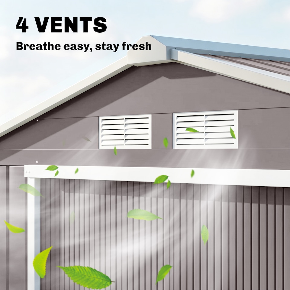 image 1 of Outsunny 7 x 4ft Garden Shed Storage with Foundation Kit and Vents, Grey | Grey