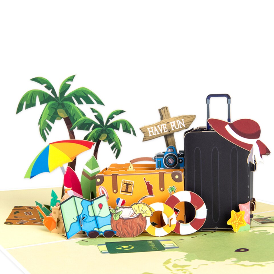 image 1 of Vacation Mode Travel 3D Pop Up Greeting Card