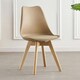 image 3 of Single Scandinavian Dining Chair with Leather Cushions Solid Wood Legs Bronze | Vanilla