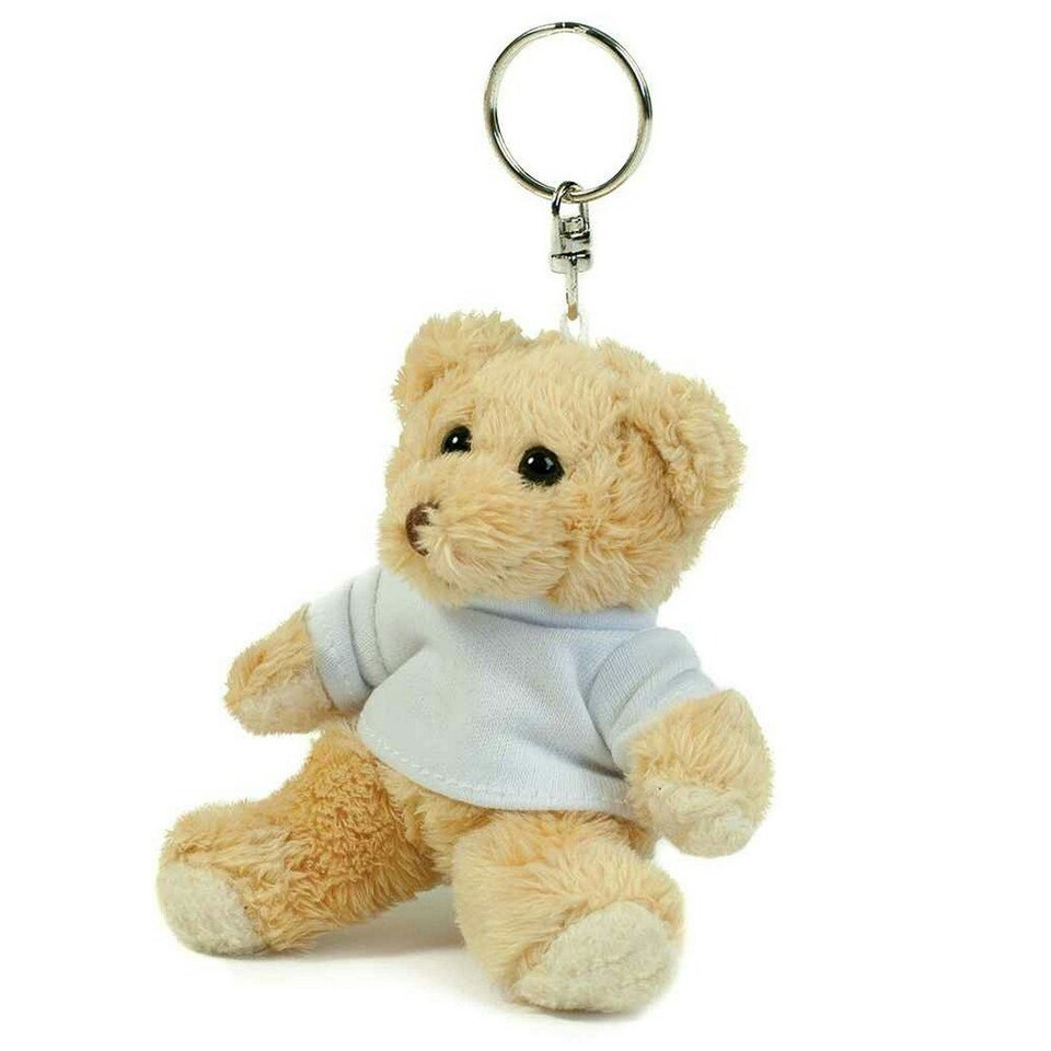 Mumbles Teddy Bear Keyring - Light Brown/White - One Size