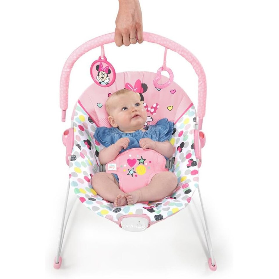 image 1 of Bright Starts Disney Baby Minnie Mouse Spotty Dotty Vibrating Bouncer Pink 12229 | Pink | Pink | One Size | 1