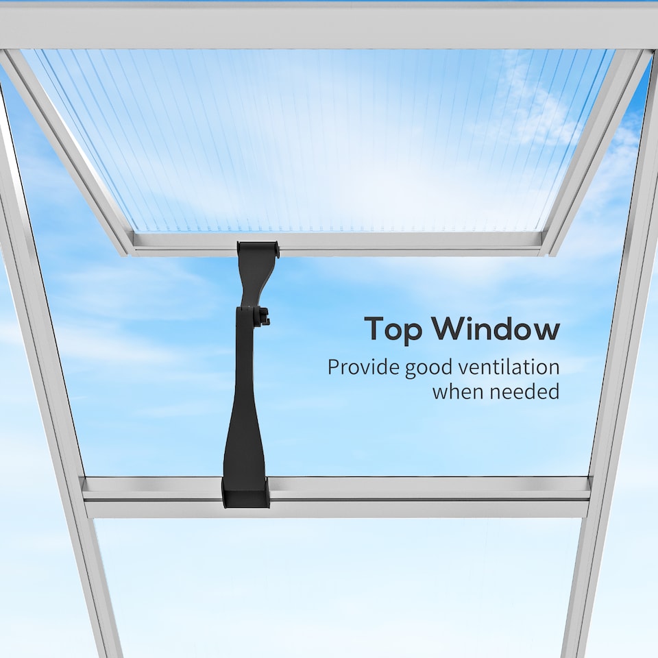 image 1 of Outsunny 6x6ft Aluminium Greenhouse with/ Door Window Galvanised Base PC Panel | Clear