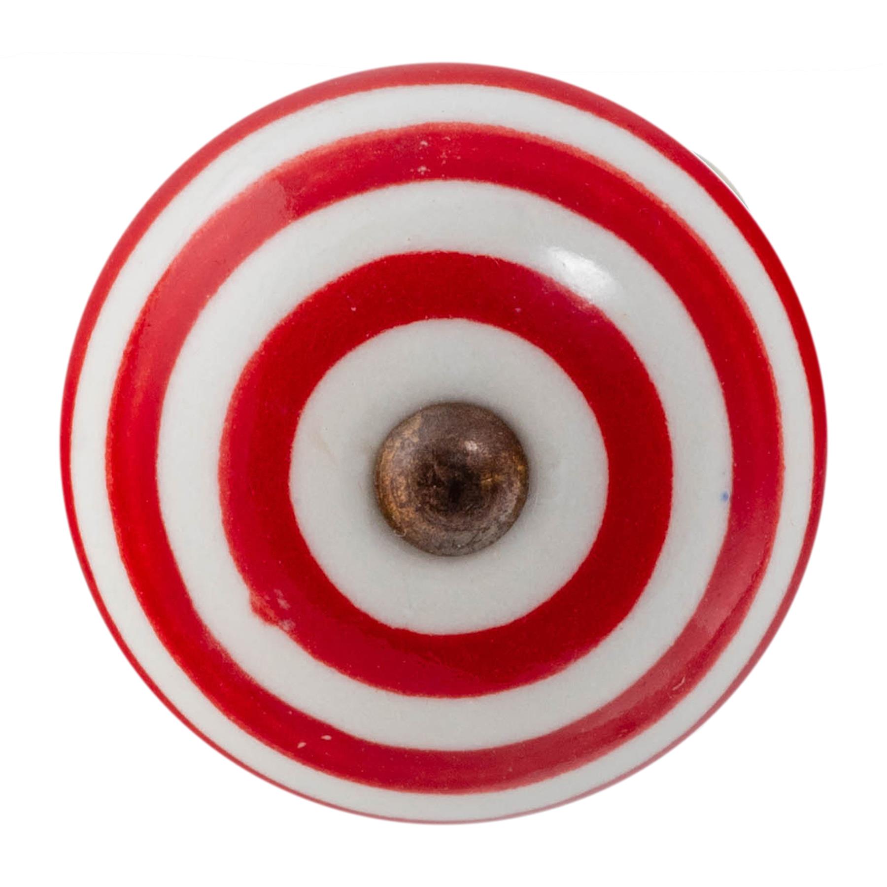 Nicola Spring Round Ceramic Cabinet Knob Stripe in Dark Red | Size: 1000mm x 500mm