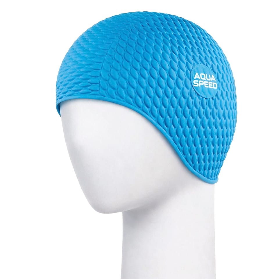image 1 of Ladies Bombastic Swimming Cap | Long Hair Soft Latex Comfortable Fit Cap | Blue | Blue | One Size | 1