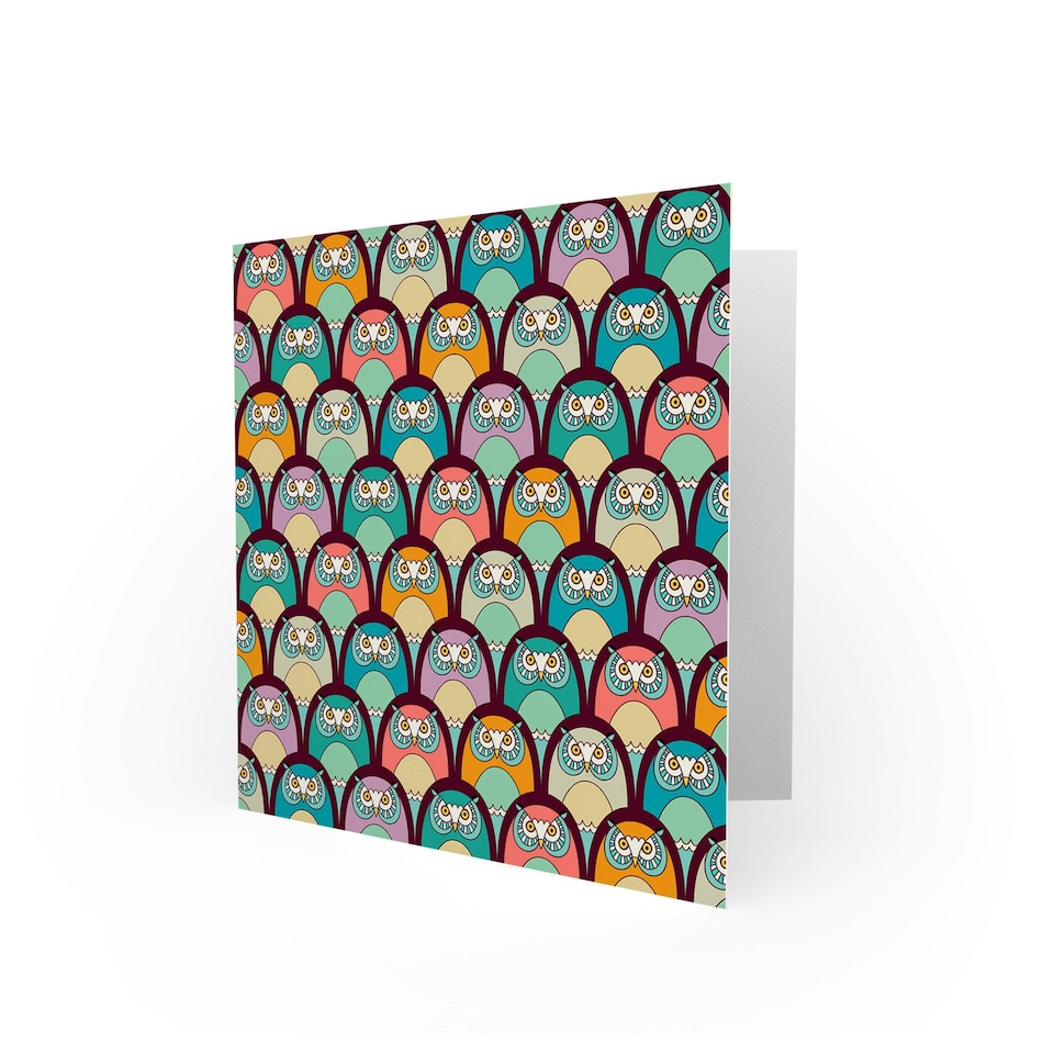 image 1 of Abstract Multicolour Pattern Owl Art Card