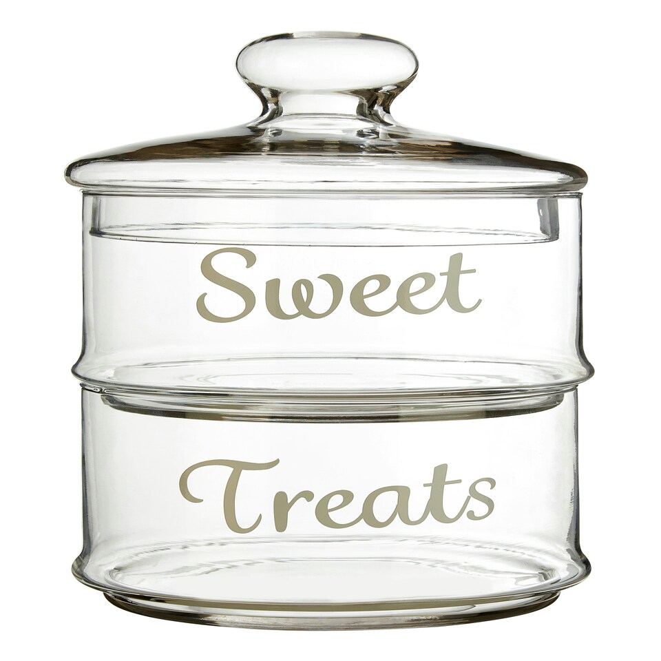 image 1 of Interiors by Premier Durable Stackable 2Pc Glass Storage Jar, Stylish Glass Container For Kitchen, Airtight Lid Storage Container
