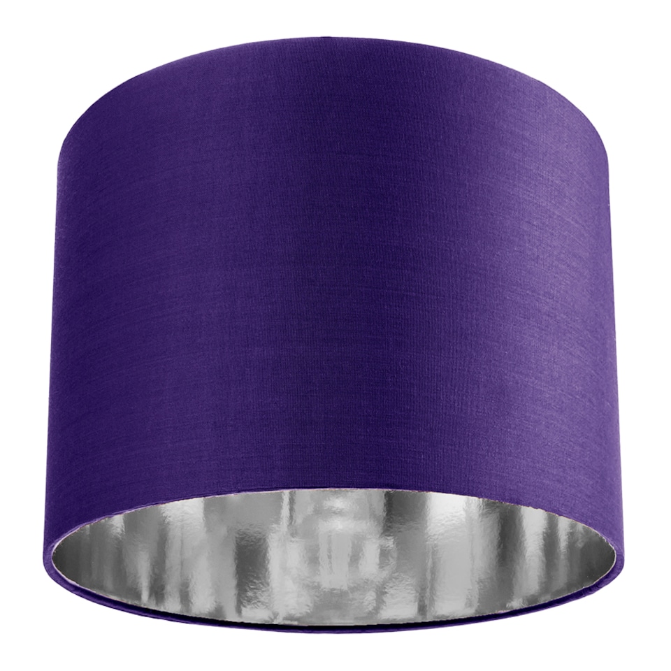 image 1 of Contemporary Purple Cotton 12 Inch Table-Pendant Lamp Shade with Shiny Silver Inner | Purple