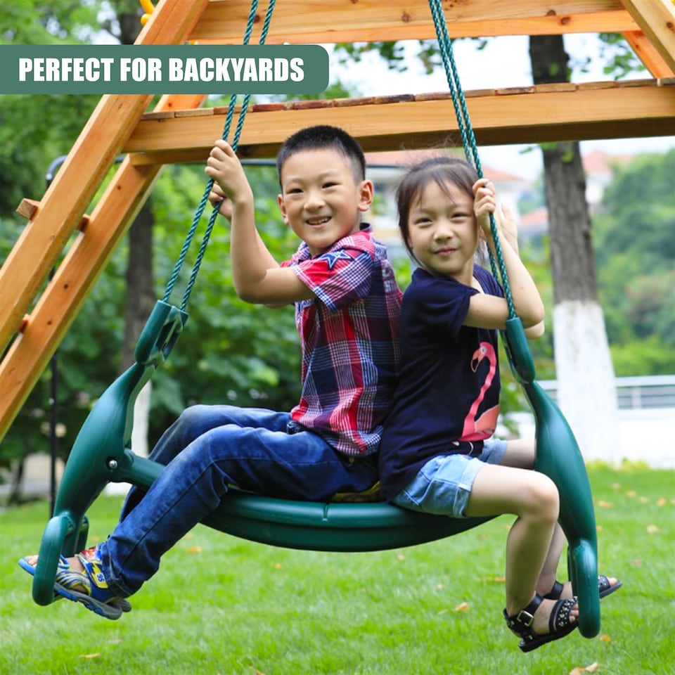 image 1 of The Magic Toy Shop Two Kids Tandem Swing Seat Outdoor Playground Equipment