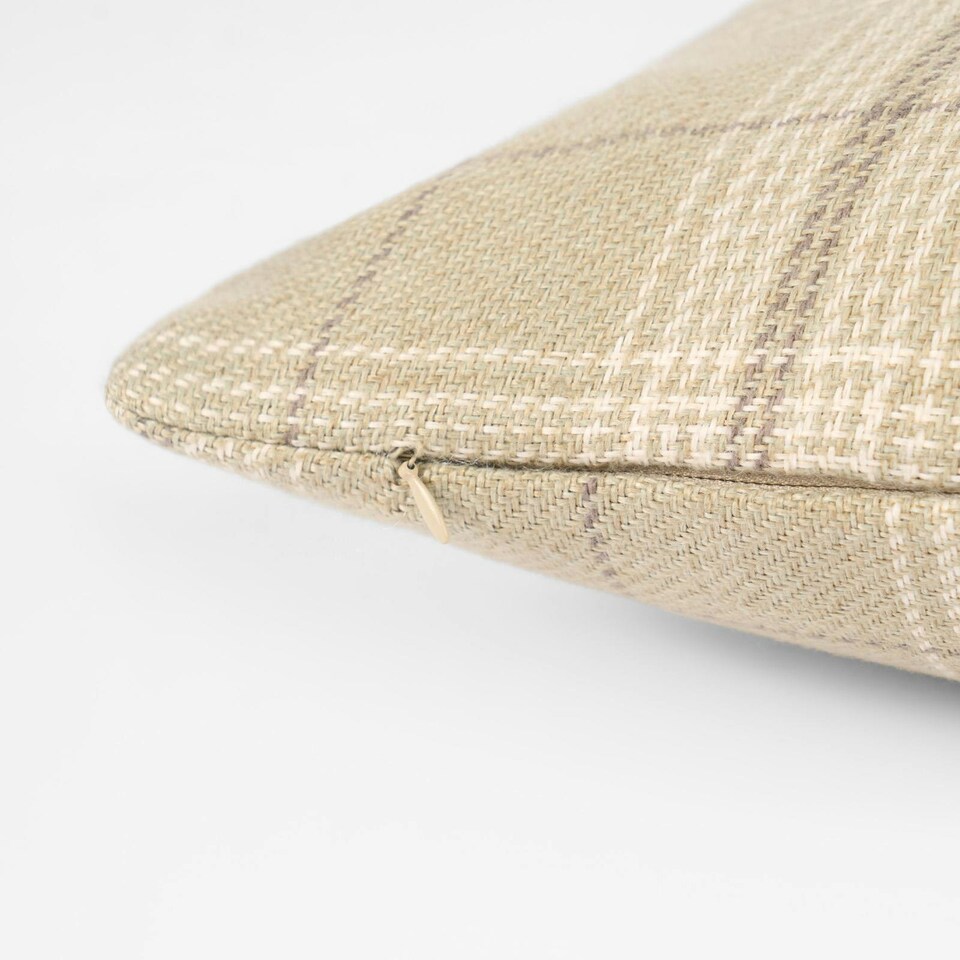 image 1 of OHS 4 x Decorative Woven Check Printed Cushion Covers, 45x45cm - Sage Green