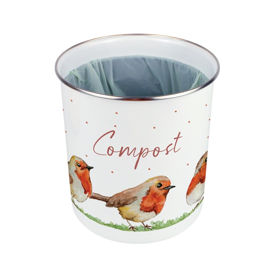 image 1 of Robins Compost Caddy - Metal 2L Decorative Kitchen Food Waste Bin