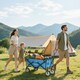 image 7 of Outsunny Folding Outdoor Storage Trolley Cart Bag Telescopic Handle Brakes Blue