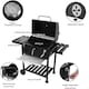 image 2 of Black Charcoal Grill BBQ Trolley Wheels Two Arm Garden Smoker Shelf Side Steel With Cover