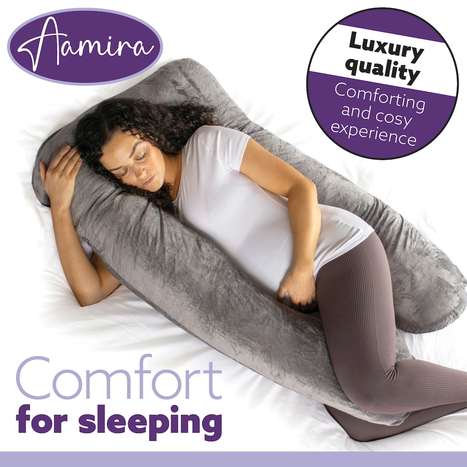 image 1 of Aamira U-Shaped Pregnancy Pillow Memory Foam Maternity Nursing Support Cushion Grey | Grey | Grey | One Size | 1