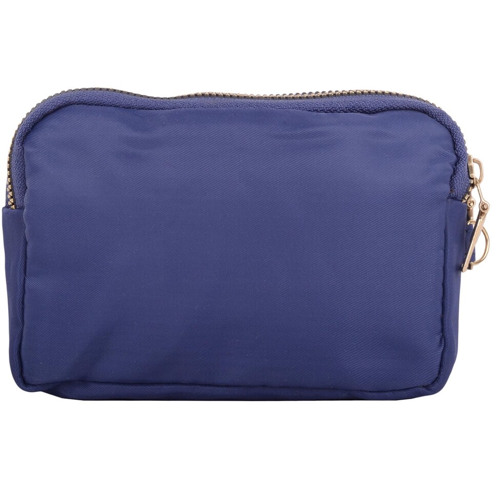 image 1 of Lorenz Womens Compact Polyester Twin Top Purse Pouch with Wrist Strap | Blue | Navy