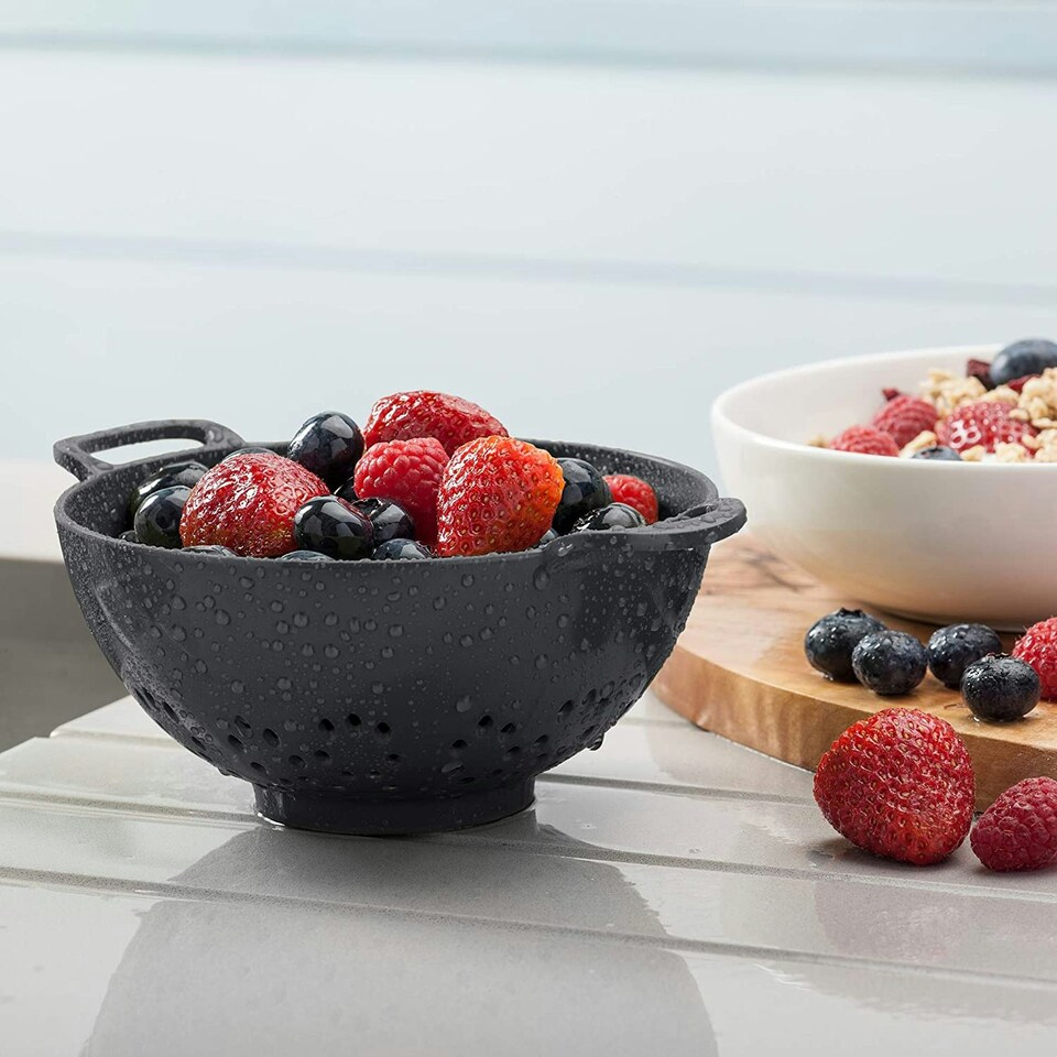 image 1 of Zeal Premium Melamine Colander Strainer, Small, 15cm, Dark Grey