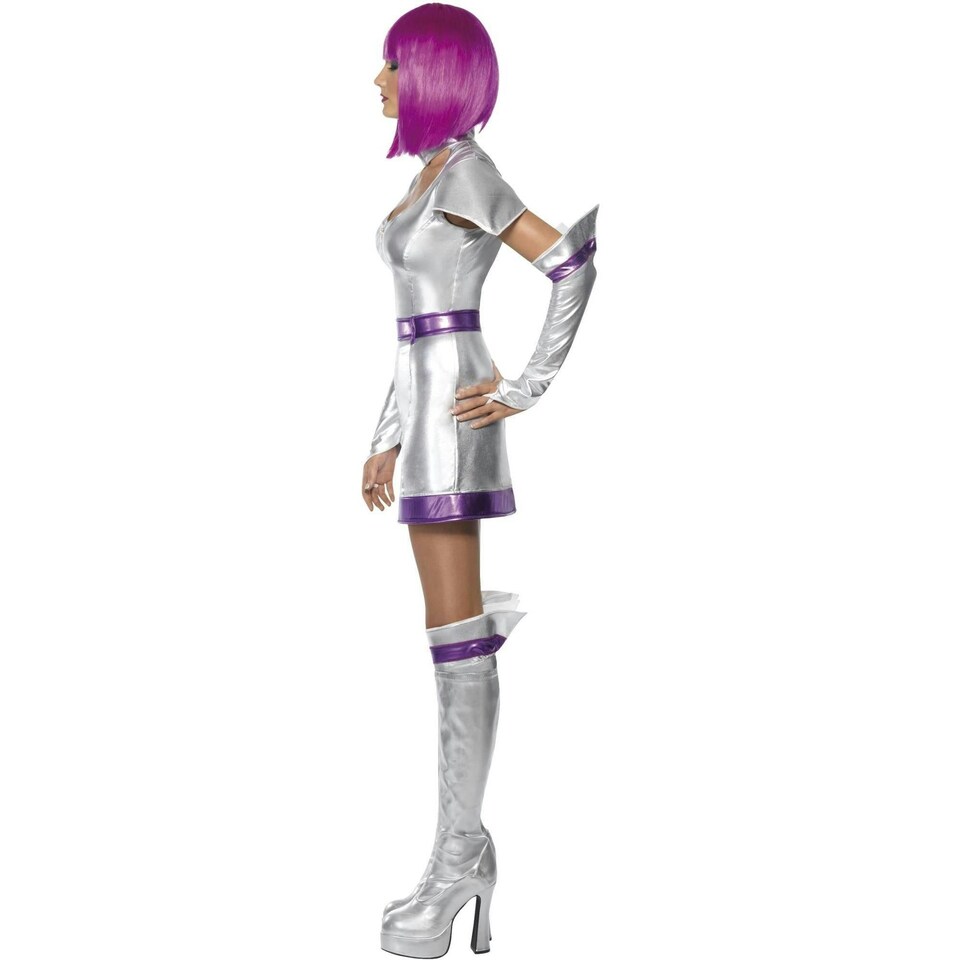 image 1 of Fever Womens/Ladies Space Cadet Costume Set - Metallic Silver - S S