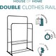 image 4 of Double Clothes Rail Heavy Duty Metal with Shoe Rack Garment Hanger Hat Bag Hooks Black | One Size