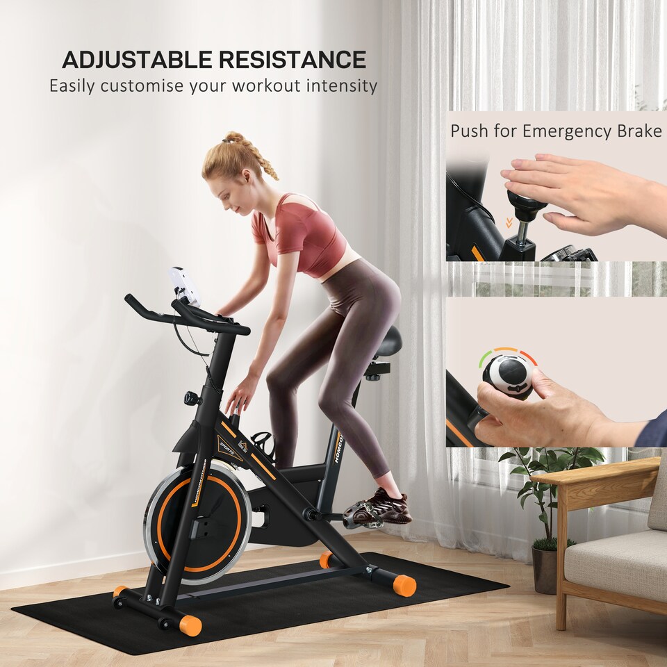 image 1 of HOMCOM Exercise Bike Indoor Cycling with LCD Display, Heart Rate Sensor