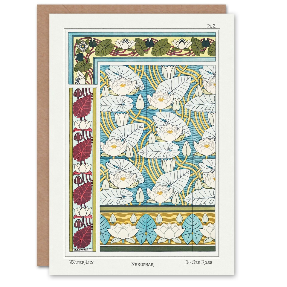 image 1 of Maurice Pillard Verneuil Art Card Water Lily Patterns