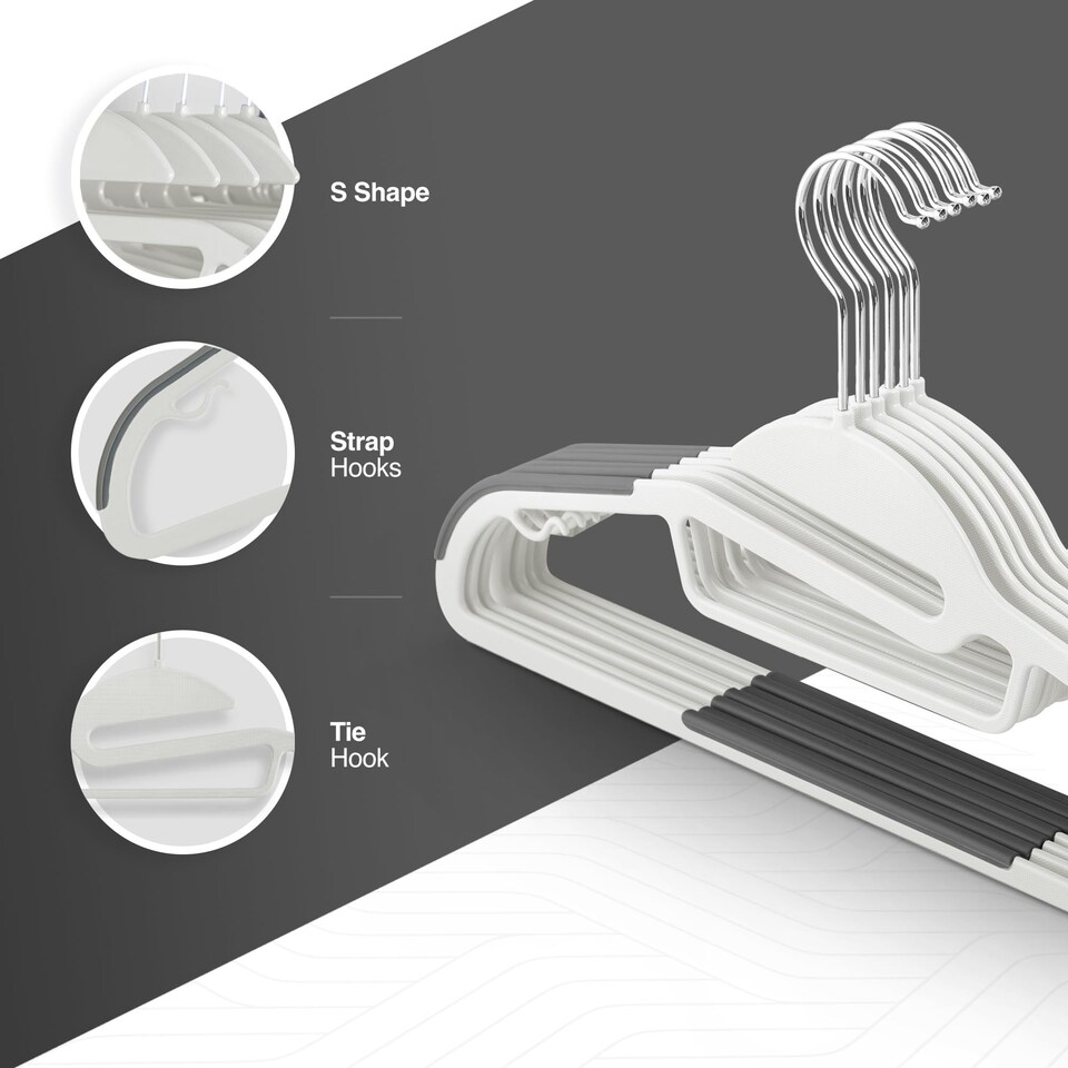 image 1 of Keplin Non-Slip Hangers, Durable, Slimline Design for Space Saving with 360 Degree Swivel