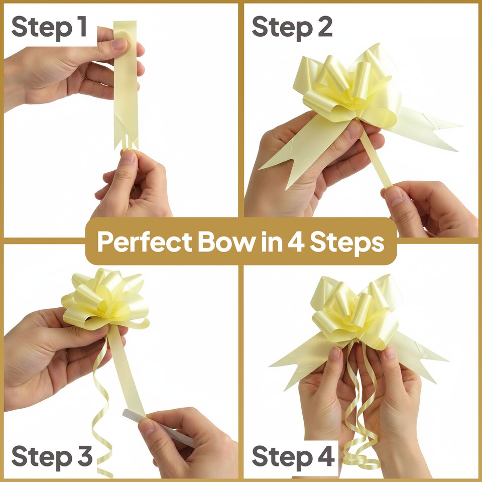 image 1 of 10pcs Light Yellow 30mm/3cm Large Ribbon Pull Bows for Gift Wrapping, Hampers, Florist Bouquets and Party Décor Pullbow | Yellow | Yellow
